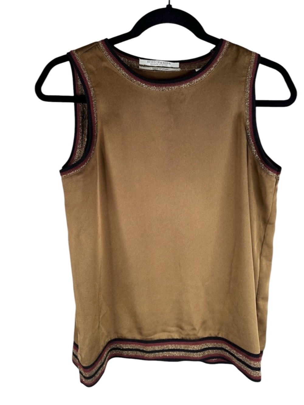 Scotch & Soda Classic Brown Metallic Business Career Minimalist Tank Top Size XS